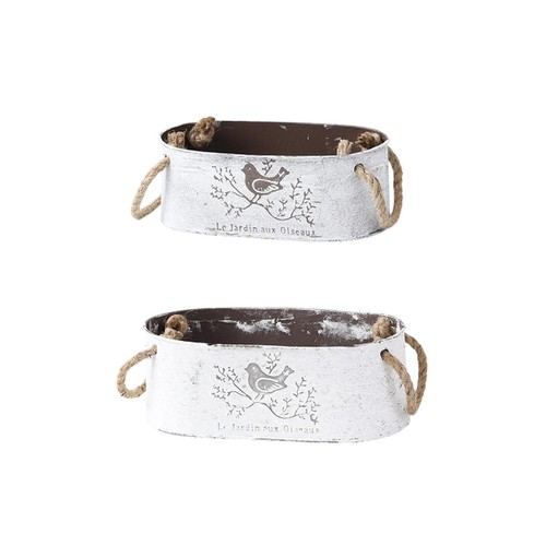 Iron flower bucket with handle - bucket,