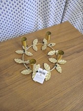 Candlelight gold metal Holly candelabra centrepiece candle holder Nwt Christmas