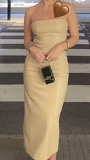 ZARA CREAM FAUX LEATHER MIDI