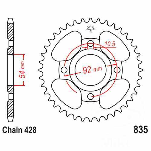 Rear sprocket tooth - rear,