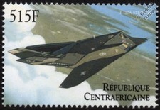 Lockheed F-117A Stealth Bomber Aircraft Stamp (2000 Central African Republic)