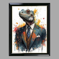 Iguana wearing a suit wall art