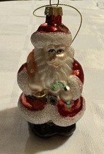Glass Santa Hand Blown Bauble Christmas Tree Decoration  Thomas Pacconi Style 