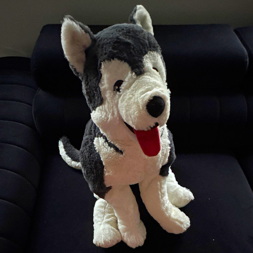 Grey white husky dog plush - grey,
