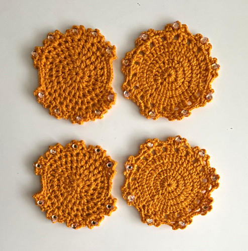 Handmade orange crochet round - handmade,