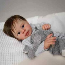 Lifelike 21In Reborn Baby Doll Boy Rooted Mohair Eyes Newborn Kids Toy Gift 6LBS