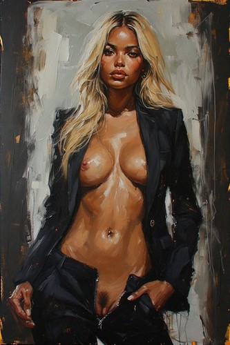 Nude mixed race business woman - mixed,