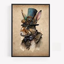 steampunk rabbit Print Picture Poster Unframed A4 dapper vintage fancy dress