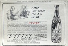 VITTEL GRAND SOURCE 'Medicinal Table Water' Drinks Advert - Antique 1921 Print