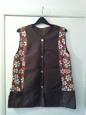 Ladies Vintage Overall crinkly nylon Overall Brown & Floral design size 10/12 