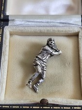 ANTIQUE VINTAGE SOLID STERLING SILVER TENNIS PLAYER BROOCH