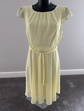 Yellow Lemon Chiffon Dress By Billie & Blossom Size UK 14
