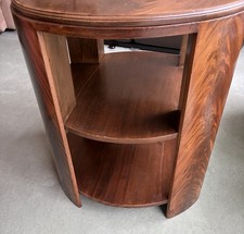 Elegant Round Wooden Side Table with Two Shelves