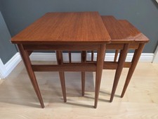 Vintage Danish Nest of Three Teak Tables Mid Century Modern Retro