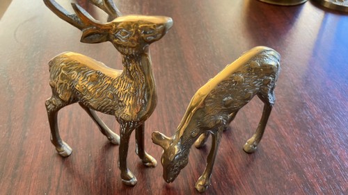 Stag deer brass figures - stag, &