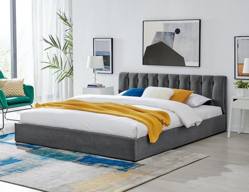 Velvet ottoman storage bed - velvet,