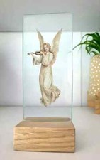 Angel Sun catcher stained glass kiln fired with wooden display base angelss home