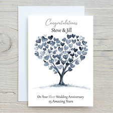 Silver Wedding Anniversary Card Personalised 25th Anniversary Card