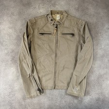 Diesel Biker Jacket Mens Womens Large Full Zip Moto Bomber Beige