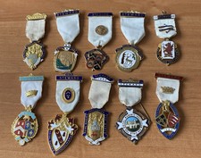 COLLECTION OF 10 VINTAGE MASONIC STEWARDS JEWELS MEDALS INST FOR GIRLS RMIG
