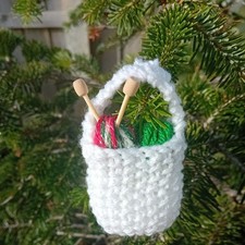 New Cute Novelty Handmade Knitting Basket, Wool & Knitting Needles Decoration