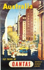 Vintage Qantas Flights to Australia Poster A3/A2/A1 Print