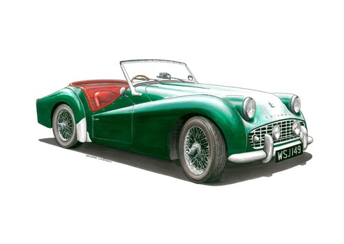 Triumph tr3a greeting - tr3a, card
