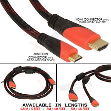 3m /10ft Premium MINI HDMI to HDMI Cable Connect Various Devices to TV LCD HDTV