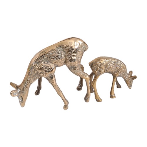 Vintage brass deer figurines - brass,