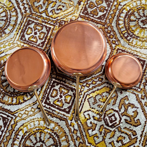 3pc copper round frying pan - copper,