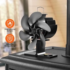 Flue Pipe Fan 6 Blade Heat Powered Stove Top Fan Wood Log Fire Burner Eco - Best