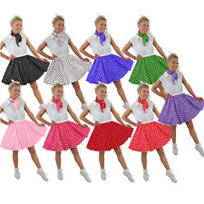 SHORT LONG POLKA DOT SKIRT FANCY DRESS ROCK N ROLL 1960S STANDARD + PLUS SIZE