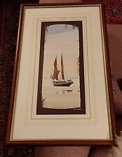 JOHN J HOLMES. Original Watercolour. Moored Sailing Boat/Ship,Through  Window 