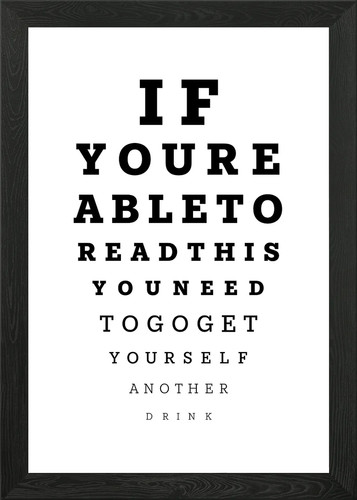Drinking eye test chart framed - chart,