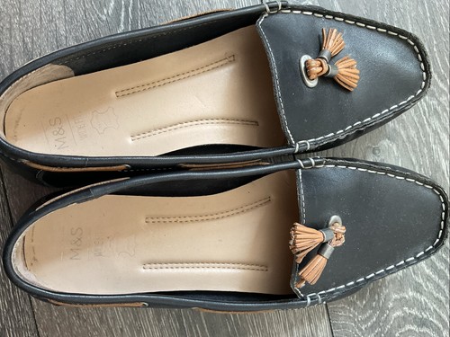 Moccasin navy with tan - m&s,