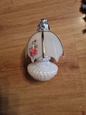 VINTAGE DOLCE ART IRIDESCENT GLASS COLOGNE PERFUME BOTTLE OIL LAMP W/SHADE FS