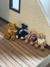 Dolls House Furniture 1/12 Scale Bundle Of Jointed Handmade Bears