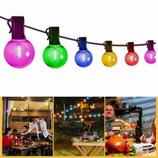 200FT Outdoor Festoon String Lights Mains LED G40 Bulbs Christmas Garden Lights