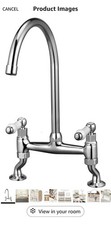 Traditional Kitchen Sink Bridge Mixer Tap Dual Ceramic White Handle Monobloc Bar