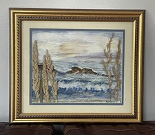 Framed Undated Seascape landscape signed B Jones Painting & Grasses Gallery Wall