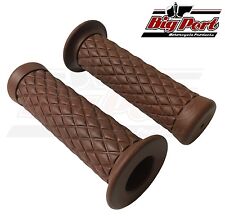 Cafe Racer Motorcycle Handlebar Grips Brown 7/8" 22mm Diamond Custom - Big Port