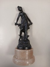 Bronze Statue Of Draped Nude With Garland. Mascot C 1910. August Moreau.