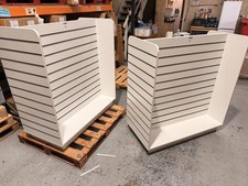 2 x H Shape Slatwall Gondola With Aluminium Inserts - White w/ Grey