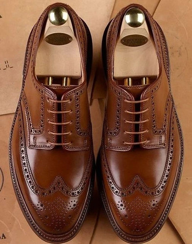 Mens handmade genuine brown - genuine,