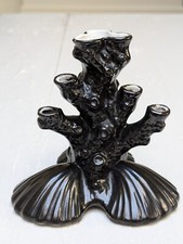 Rare Vintage 1950s Black Sea Coral Reef Shell Ceramic Vase Seaside Coastal Decor