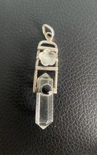 Sterling Silver Clear Quartz and garnet Point Pendant