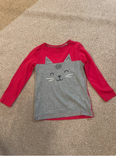 Lidl Lupilu Pink and Grey Cat Long Sleeve Top - Age 2-4 