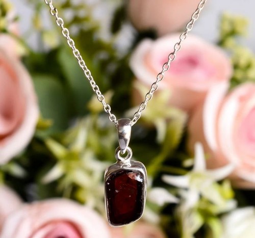 Handmade garnet pendant 925 - garnet,