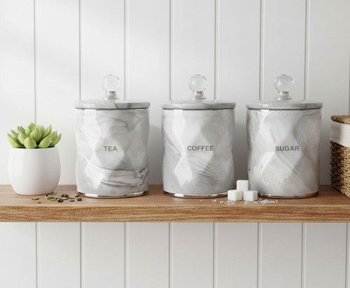 Tea coffee sugar jar marble - jar,