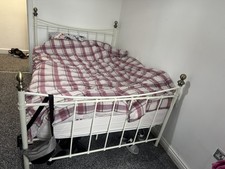 Metal frame double bed with mattress - excellent